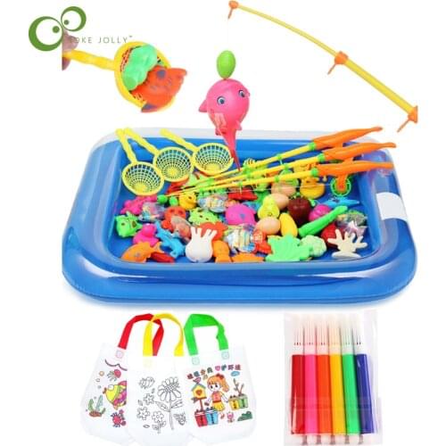 20Pcs/set Children Boy girl fishing toy set suit magnetic play water baby toys fish square hot gift for kids Toys Free gift YJN