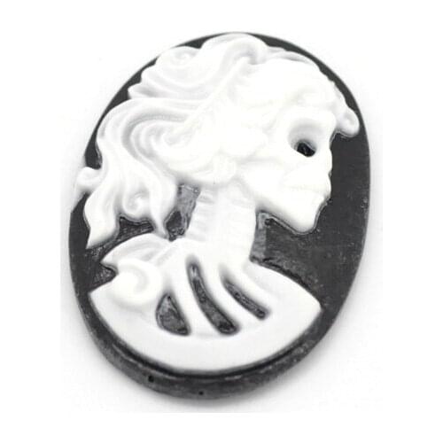 20Pcs Skull Head Resin Beads Decoration Crafts Flatback Cabochon Scrapbooking Fit Phone Embellishments Diy Accessories