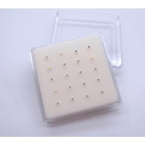 20Pcs/Set Fine Jewelry 925 Sterling Silver Nose Piercing Nose Ring 1mm AB Crystal New Arrival Tiny Piercing Nariz Aro Plata 925