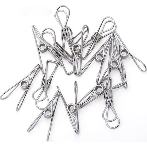 20pcs/lot Small Metal Clips Stainless Steel Clip Hanger Clothes Peg Towel Socks Clip