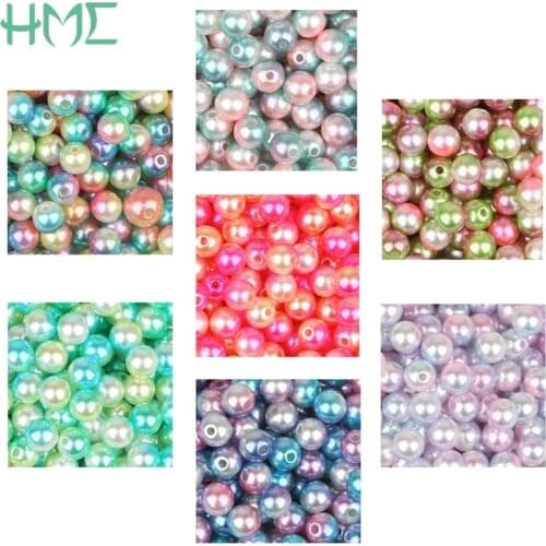 4/6/8/10mm Multicolor Round Plastic ABS Loose Pearl With Hole Beads For DIY Craft Scrapbook Decoration Art Dress Shoes Making