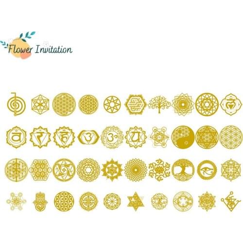 40pcs Energy Orgonite Sticker Chakra Flower of Life Energy Tower Materials Metal Paster Energy Copper For Resin Jewelry Craft