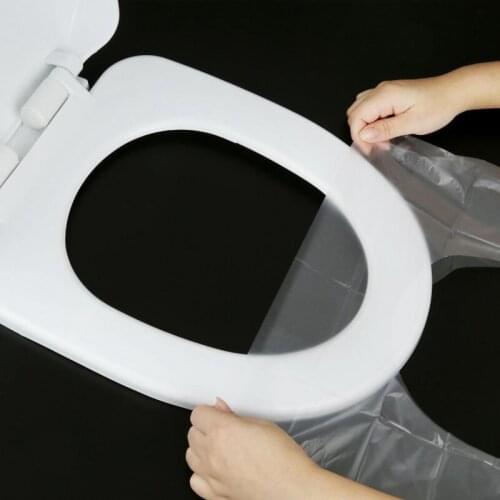 50pcs Disposable Travel Safety PE Plastic Toilet Seat Cover Mat Cushion Mat