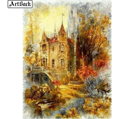 5d diamond painting castle tree landscape painting full square drill diamond mosaic diamond embroidery rhinestone crafts sticker