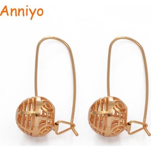 Anniyo Russian 585 Gold Color Earrings for Women Trendy Jewelry Papua New Guinea Gifts PNG #055004