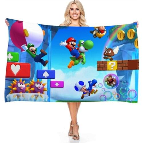 Super Mario Bath Towel for Adult Kids 3D Digital Printing Soft Microfiber Rectangular Beach Towels Business Trip Gift for Family