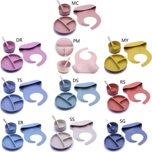 Toddlers Safety Silicon Plate First Stage Lead-free Toddler Feeding Supplie Cute Shape Toddler Feeding Set 100% Silicone