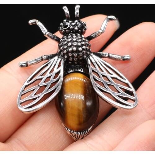 Natural Stone Brooches Lapis Lazuli Rose Quartzs Pin Pendants for Women Weddings Banquet Party Brooches Pins Gifts Size 38x43mm