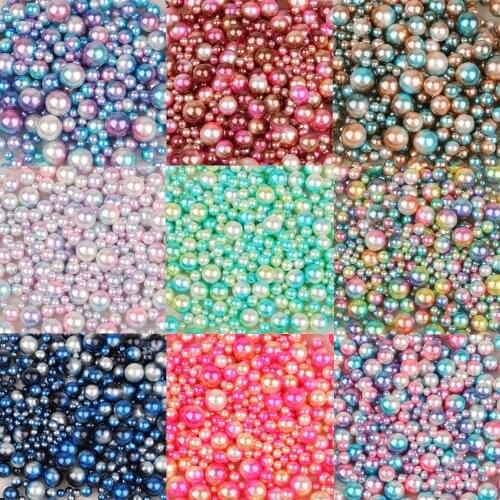 Multi Option Mixed 4/6/8/10mm Round Imitation Rainbow Color Plastic ABS Pearl Beads DIY for Jewelry Making Accessories