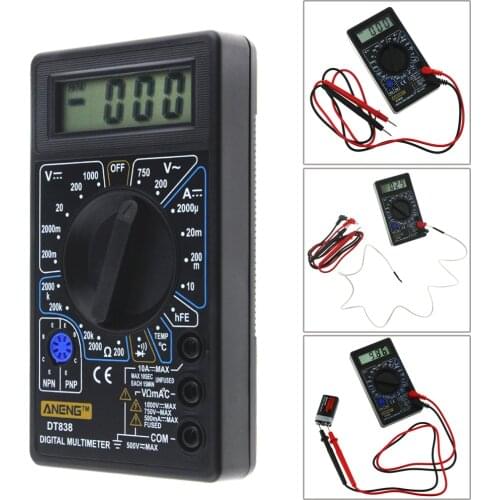 DT-838 LCD Digital Multimeter AC/DC 750/1000V Amp Ammeter Voltmeter Ohm Voltage Tester Meter Capacitance Meter