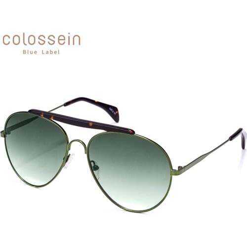 COLOSSEIN Pilot Sunglasses for Women Vintage Coating UV400 Gradient Glasses Light Metal Alloy Acetate Eyewear Sun Glasses Men
