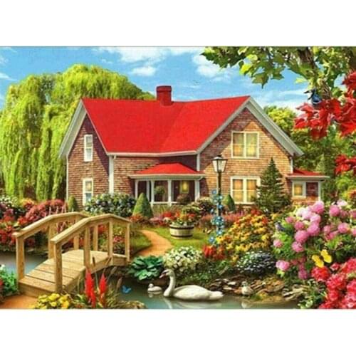 CraftArtGo 5D DIY Diamond Embroidery Beautiful home Full Round Square Rhinestone Mosaic Painting Cross Stitch Flower Diamond Kit