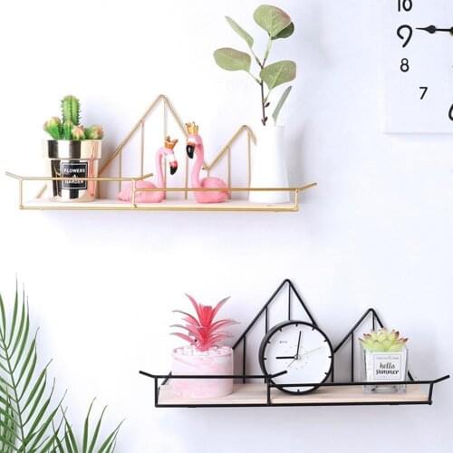 Storage Shelf Decorative Mountain Shaped Wrought Iron Metal Delicate Wall Holder Decoration for Home