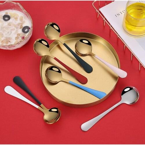 Stainless Steel Dessert Spoon Soup Tea Coffee Travel Set Food Utensils Kitchen Cutlery Golden KitchenHousehold Goods Tiny Spoons