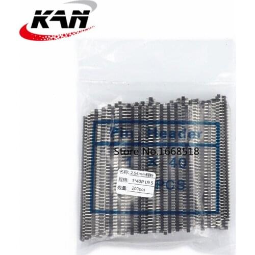 200pcs 9.5mm Length 1x40 1*40 Pin 40P 2.54mm Pitch Single Row Straight PCB Male IC Connector Pin Header Strip