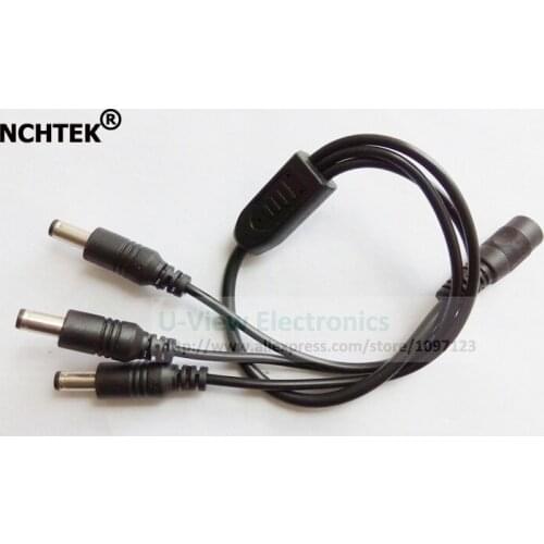 NCHTEK DC Power 1 Female To 3 Male Splitter Adapter Cable 5.5x2.1mm Strip For CCTV Camera/Free Shipping/10PCS