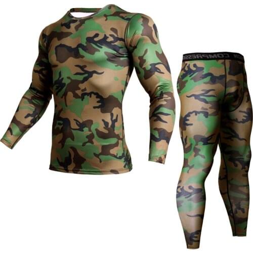 Winter Compression Base layer Thermal underwear set Mens skin Long johns MMA Tactical underwear rashgard Male Fitness clothing