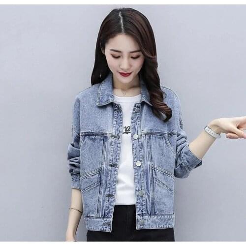 Cowgirl Jacket 2021 Spring Autumn New Style Denim Coat Female Korean Version Of Loose Cropped Top Harajuku Style Jacket Trend D1