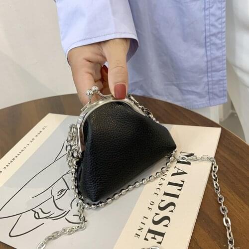 Mini Chains Clip Bag Women Shoulder Bag Fashion Small Kisslock Crossbody Bags for Women 2021 Coins Purse Female Tote Clutch New