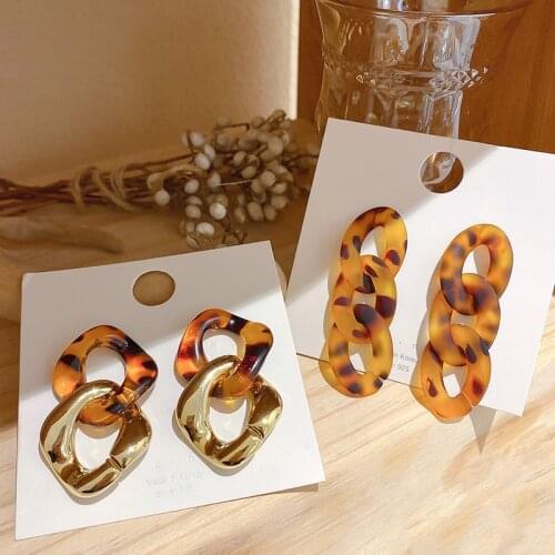 Fashion Long Thick Leopard Chain Earrings for Women Acrylic Resin Statement Irregular Dangle Earring Punk Jewelry Gifts