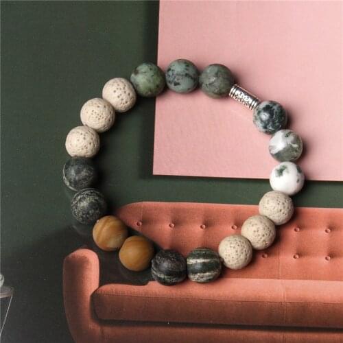 Men Natural 10MM Matte jaspers stone beads bracelet jewelry green agates African Turquoises stone bracelets for men wholesale