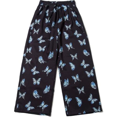 2021 Wide Leg Pants Casual Butterfly Print Track Pants for Men