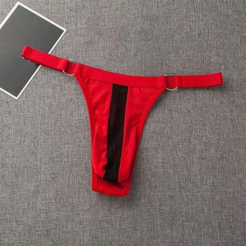 Men Metal Ring Underwear Thong G String Sexy Breathable Mesh Hole Nylon Bikini Briefs Man Erotic T-back Tanga Underpants