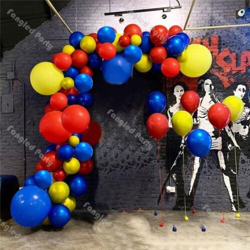 84pcs Matte Yellow Red Pearl Navy Blue Balloons Decoration Set Baby Shower Gender Reveal Balloon Garland Birthday Party Kit