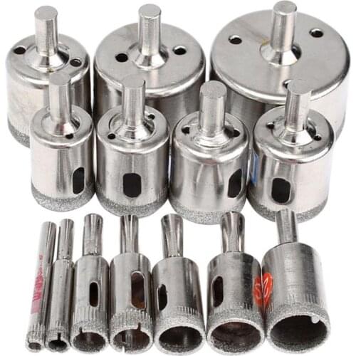 15Pcs Diamond Cutter Hole Drill Bits Set Glass Ceramic Tile Saw Cutting Tools 6-50mm G8TB