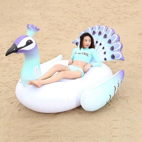 Hot 150cm Peacock Pool Floating Bed Inflatable Swimming Mattress for Adult Kids Float Row Swimming Sports Circle Pool Party Toys