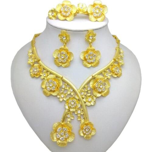 New Ethiopian Big Wedding Bride Jewelry sets Gold Color Necklace/Earring/Pendant/Bangle/Ring Eritrea Wedding Gifts