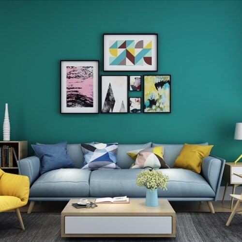 Beibehang Peacock blue green pure pigment color wallpaper modern minimalist studio Nordic style bedroom living room wallpaper