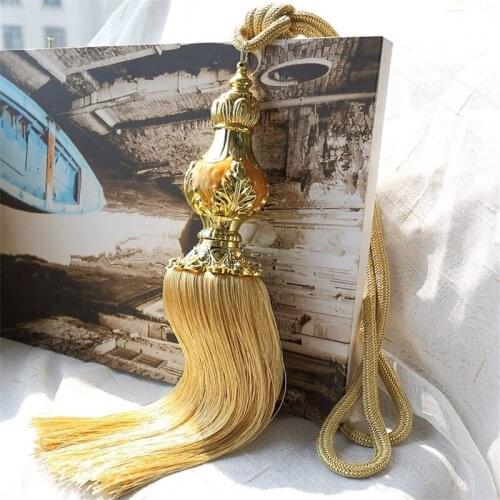 One pair tieback European curtain hanging ball leaf metal strap decorative accessories tassel hanging ear tie tape M297