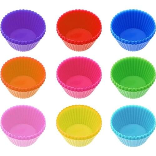 1pc Solid Color Round Muffin Cake Mold Reusable Heat-Resistant Mini Silicone Cake Mold Cupcake Mould DIY Baking Tool Accessories
