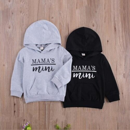 1-5Y Autumn Infant Baby Boys Girls Hoodies Letter Print Long Sleeve Pullover Causal Tops 2 Colors Sweatshirts