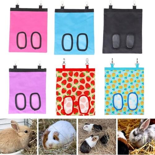 Hay Bag Hanging Pouch Feeder Holder Feeding Dispenser Container for Rabbit Guinea Pig Small Animals Pet