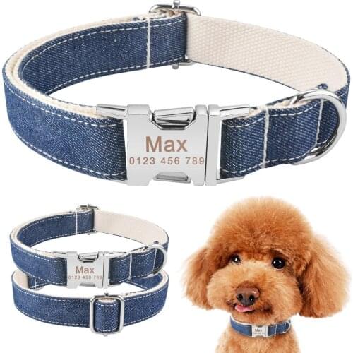 Puppy Medium Large Dog Collars Adjustable Nylon Collars Personalized Dogs Collar Unisex Custom Engraved Name ID Tag Dogs Collar