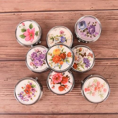 Folding Pill Case Makeup Storage Container Metal Pill Cutter Medicine Organizer Portable Pill Box