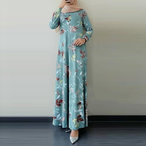 Turkey Elegant Women Muslim Maxi Floral Dress Moroccan Kaftan Party Vestido Robe Femme Musulman Prayer Garment Islamic Clothing