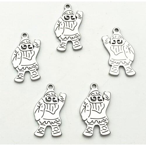Father Christmas Xmas Style Charm 5pcs 2Side pattern Santa Claus pendant Stainless Steel Fit Jewelry Handmade Diy Jewelry Make