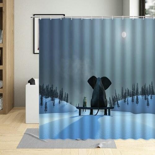 Funny Elephant Animal Shower Curtain Zebra Printing Child Bathroom Curtains Waterproof Polyester Fabric Bathtub Decor With Hooks