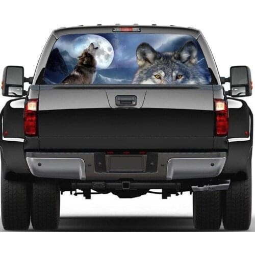 Wolf for Truck Jeep Suv Pickup 3D Rear Windshield Decal Sticker Decor Rear Window Glass Poster 57.9 x 18.1 Inch A105