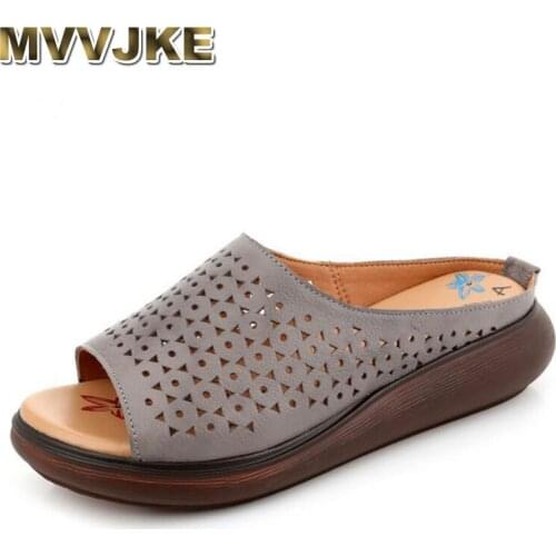 MVVJKEWomens comfortable and non-slip retro sandals | New genuine leather slipper with soft bottom for women, retro leisure com