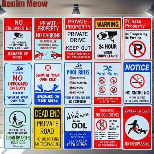 Pool Rules Signs No Diving No Running No Food No Glass Metal Tin Signs Warning Sign Easy Mounting Indoor Or Outdoor Use ZSS9