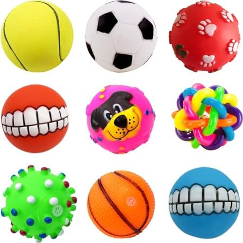 1pcs Random Color Puppy Dog Squeaker Ball Toys for Small Dogs Plastic Pet Chew Toy Yorkies Mascotas Play Balls Perros accesorios