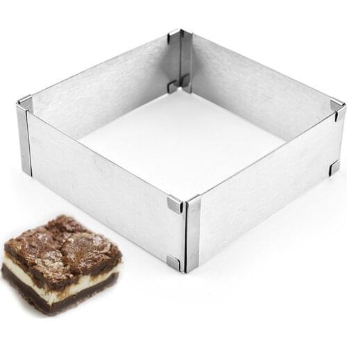 1PC Adjustable Square Cake Mold Stainless Steel Mousse Cake Pastry Telescopic Mould Baking Tool