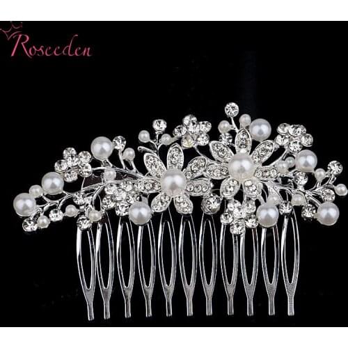 2016 Fashion Wedding Bridal Pearl Hair Pins Flower Crystal Hair Clips Bridesmaid Jewelry Wedding Accessories Hair JewelryRE254