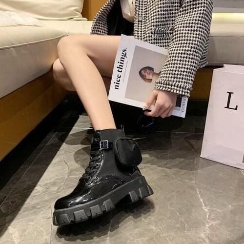 2021 Autumn Winter New Womens Thick-Soled Leather Martin Boots Casual Womens Boots Womens Fashion Lace-Up High Boots