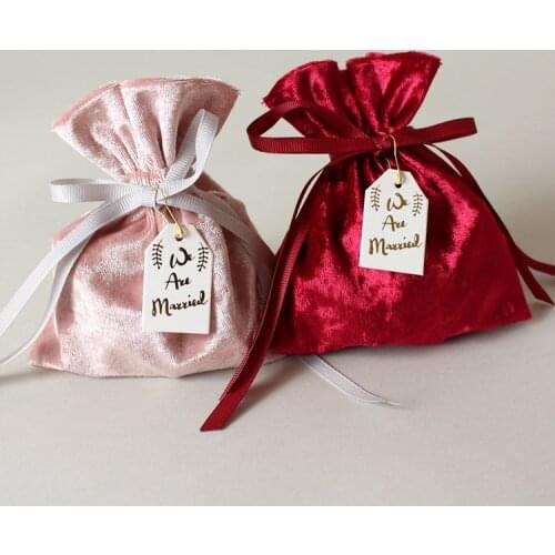 5pcs Free shipping Ribbon gift bag Jewelry bag Holiday party admission package Wedding candy box Gift box back velvet bag