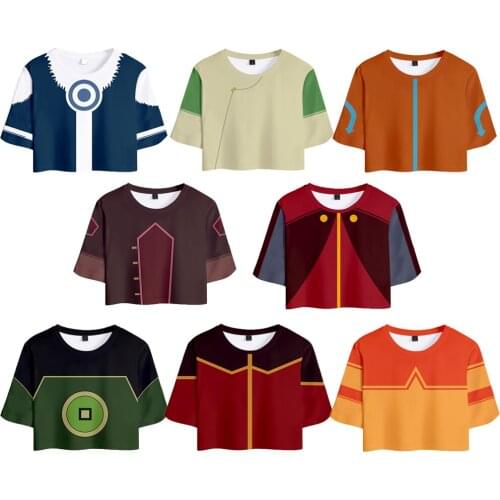 Anime Avatar: The Last Airbender Aang Princezuko Printing 3D T-shirt O-neck Pullovers Women Fashion Streetwear Costumes Tops